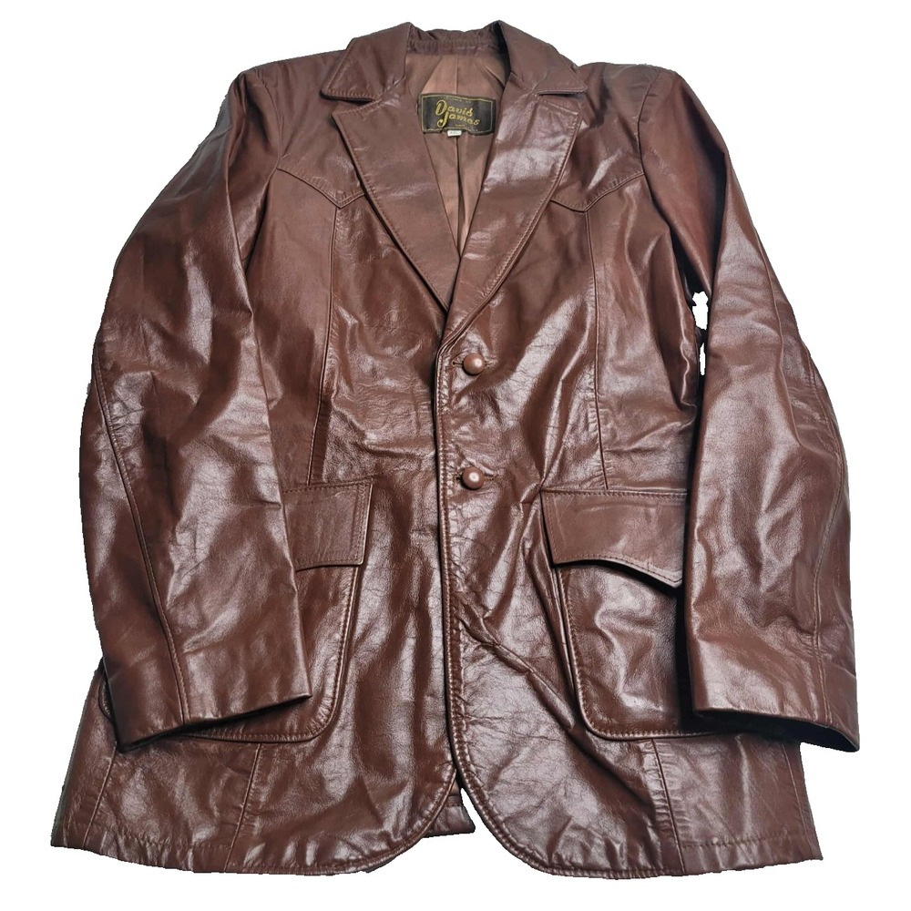 Vintage David James Leather Western Jacket‎ Men's 42L